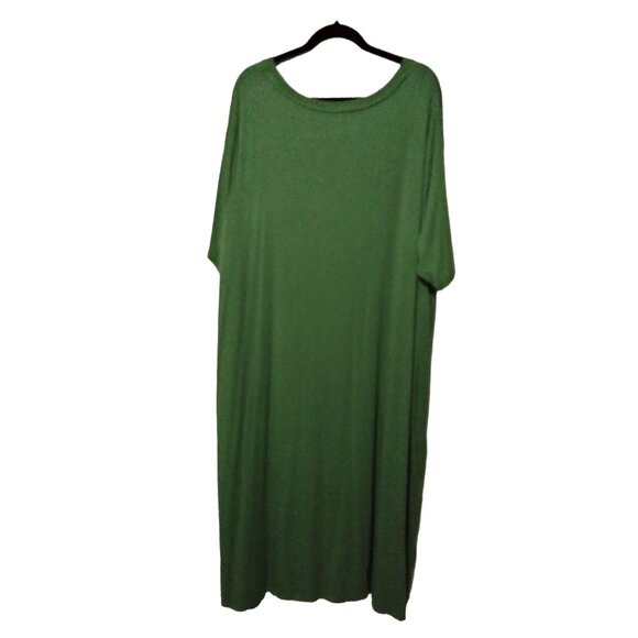 Ava & Viv Plus Size 4X Dress Midi T-Shirt Style Green Slit Classic Essential - Picture 6 of 8